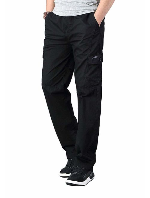 Banana Bucket Men's Full Elastic Waist Loose Fit Lightweight Workwear Pull On Cargo Pants