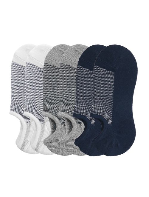 Mens No Show Low Cut Non Slip Socks - 3/6 Pack Casual Crew Ankle Mesh Knit Cotton Socks