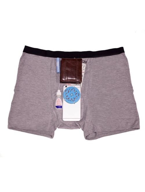 iHeartRaves Hide Your Stash Boxer Briefs, Men's Hidden Pocket Underwear