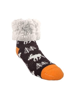 Pudus Cozy Winter Slipper Socks Women & Men w Non-Slip Grippers Faux Fur Sherpa