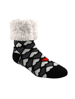 Pudus Cozy Winter Slipper Socks Women & Men w Non-Slip Grippers Faux Fur Sherpa