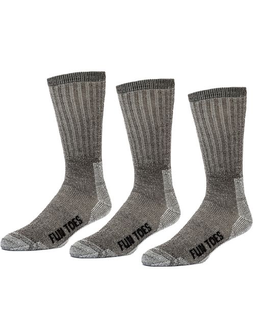 FUN TOES 3 pairs thermal insulated 80% merino wool socks men's, hiking size 8-12