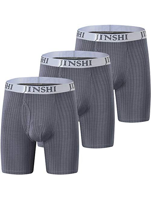 JINSHI Men's Underwear Comfort Soft Bamboo Long Leg Boxer Briefs