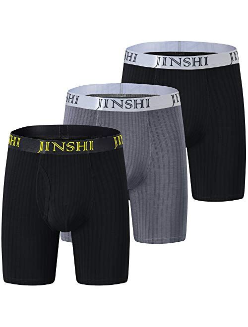 JINSHI Men's Underwear Comfort Soft Bamboo Long Leg Boxer Briefs