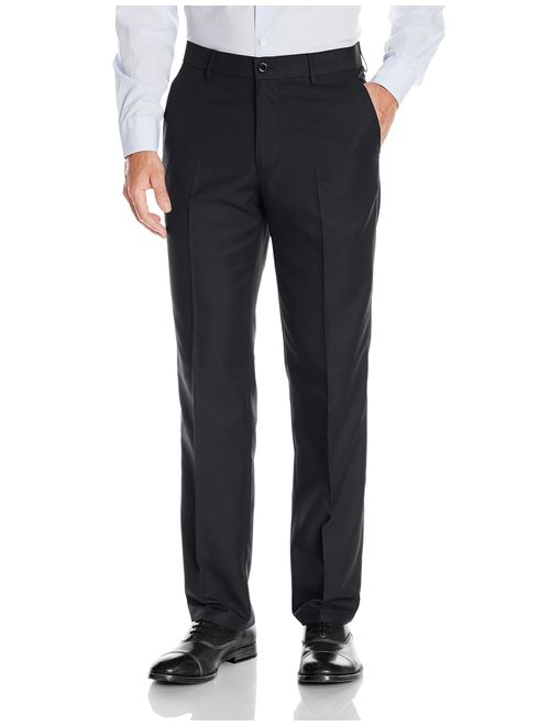 Haggar Men's Performance Micro Solid Gabardine Straight-Fit Plain-Front Dress Pant