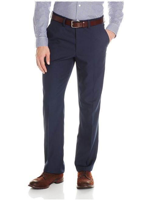 Haggar Men's Performance Micro Solid Gabardine Straight-Fit Plain-Front Dress Pant