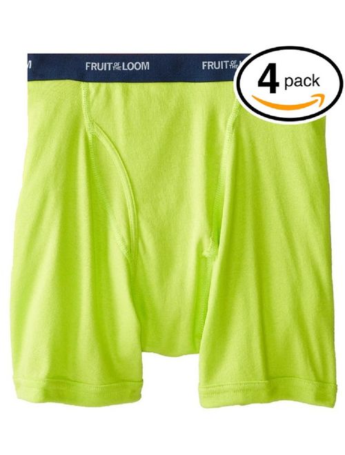 Fruit of the Loom Men's Cotton Solid Boxer Brief - Colors May Vary(Pack of 4)