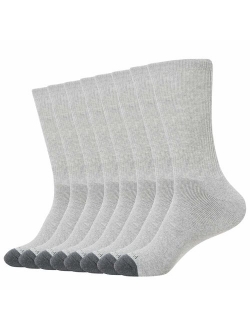 Men's Cotton Cushion Crew Socks Moisture Wicking for Running Hiking Everyday (8 Pairs)