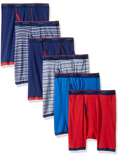 Hanes Men's 6-Pack Striped Sport Boxer Briefs (5 + 1 Free Bonus Pack)