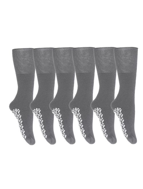 Gilbin Mens Diabetic Non Skid Hospital Slipper Socks,size 10-13,6 Pairs