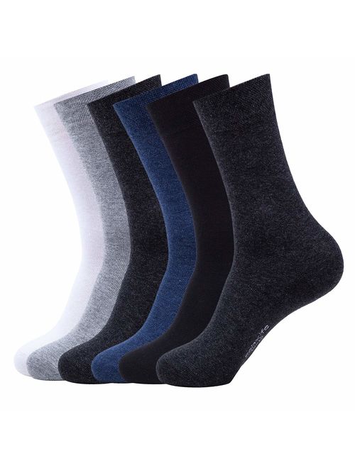 Mens Classic Cotton Dress Socks Thin Lightweight for Office Business Non-binding Comfortable Casual Crew Socks Black 6 Pack