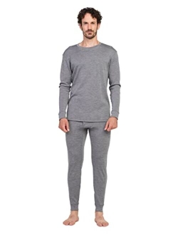 Men's 100% Merino Wool Thermal Underwear Long John Set Lightweight Base Layer Top and Bottom M31