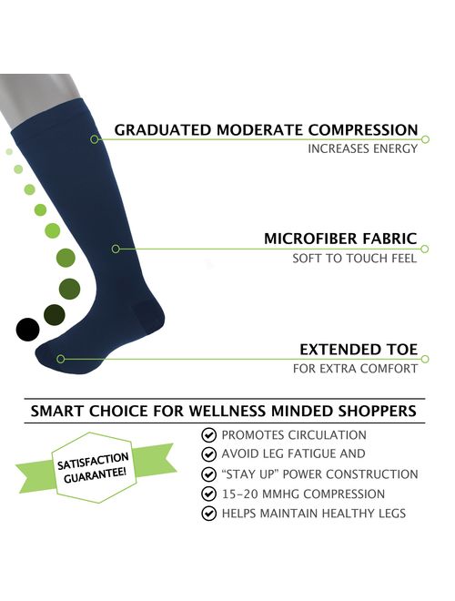 Compression Socks - Mens Dress Casual (1 pair) - (15-20 mmHg) Graduated - Sock Size 10-13