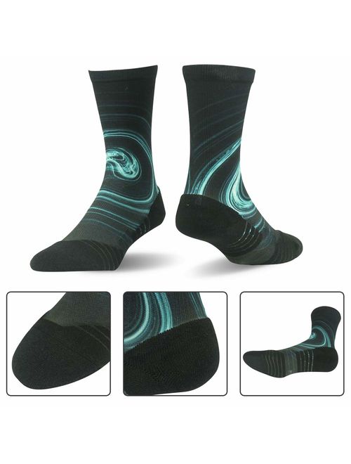 HUSO Unisex Fashion Digital Printing Sports Crew Hiking Socks 3, 4 Pairs