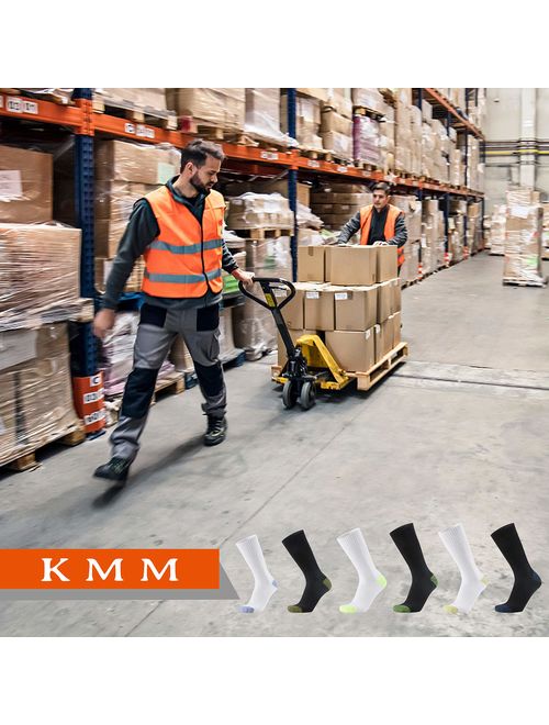 KMM Cotton Moisture Wicking Cushion Work Crew Socks Men 10 Pack