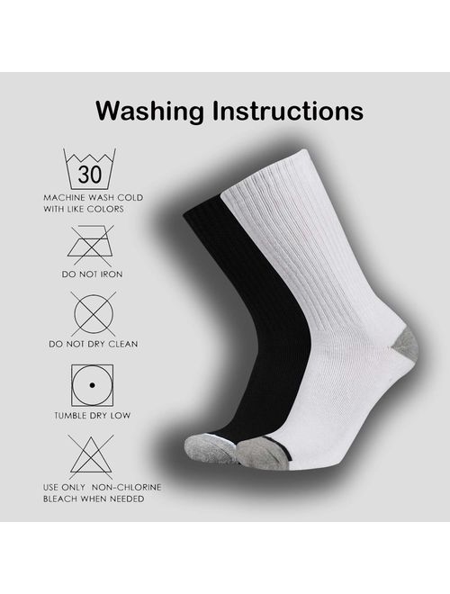 KMM Cotton Moisture Wicking Cushion Work Crew Socks Men 10 Pack