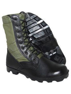 Krazy Shoe Artists Jungle Boot 8 Inch Leather Black Green Tactical Men's Combat