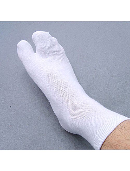 ROSENICE Elastic Cotton Tabi Toe Socks 3 Pairs(White Grey Black), middle