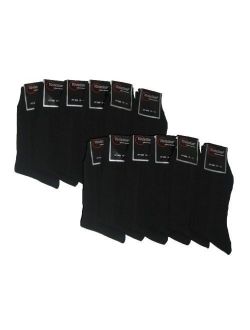 Knocker Mens Plain Dress Socks Black 12 Pairs (Many Colors Available)