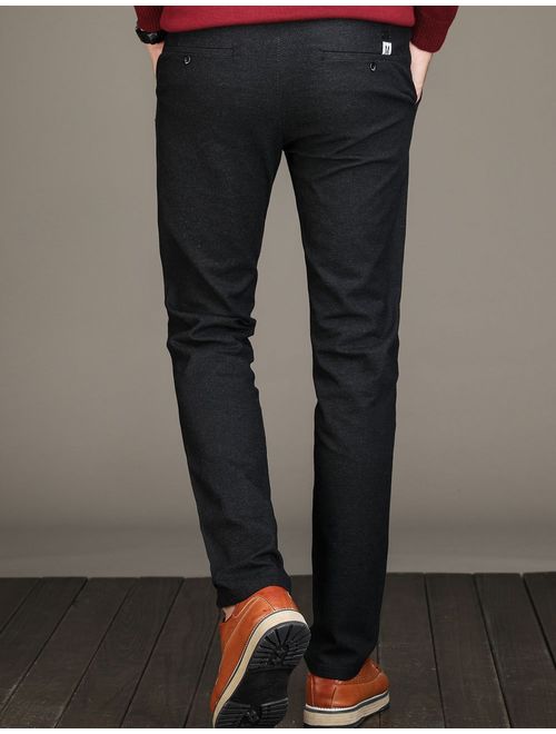 Men's Tapered Slim Fit Wrinkle-Free Casual Stretch Dress Pants,Classic Fit Flat Front Trousers