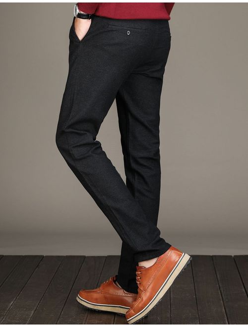 Men's Tapered Slim Fit Wrinkle-Free Casual Stretch Dress Pants,Classic Fit Flat Front Trousers