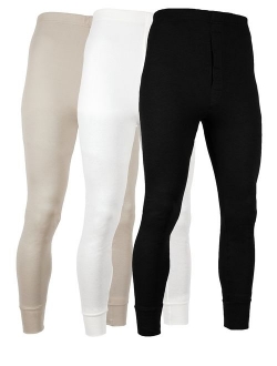 AMERICAN ACTIVE Men's Long Johns Thermal Base Layer Pants 100% Cotton Fleece Lined Underwear -Pack of 3