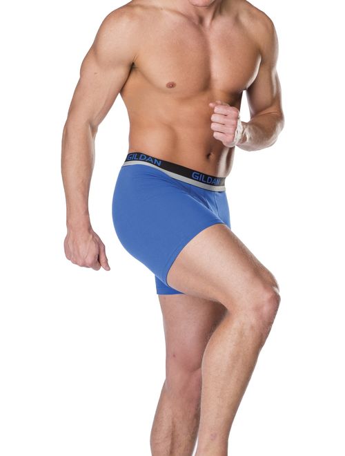 Gildan Men's Cotton Spandex Athletic Long Leg Boxer Briefs, 3-Pack