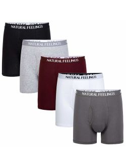 Natural Feelings Mens Underwear Boxer Briefs Men Pack of 5 Soft Cotton Open Fly Underwear