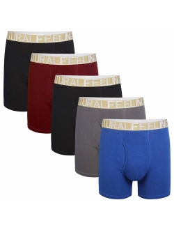 Natural Feelings Mens Underwear Boxer Briefs Men Pack of 5 Soft Cotton Open Fly Underwear