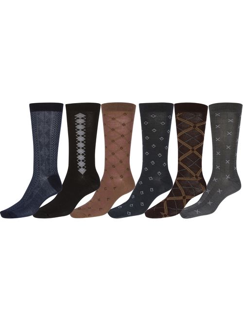 Sakkas Mens Pattern Dress Socks Value Assorted 6-Pack