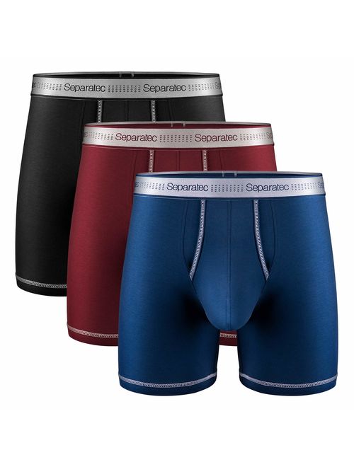 Separatec Men's Underwear Ultra Soft Supima Cotton Comfort Fit Boxer Briefs 3 Pack