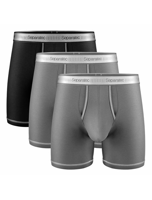 Separatec Men's Breathable Cotton Stretch Underwear Multipack Classic Fit  Separated Pouch Trunks 3-6 Pack