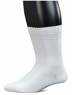 Yomandamor Men's 5 Pairs Bamboo Extra Wide Top Crew Dress Socks