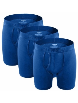 CLEVEDAUR Men's Underwear 6 Inches Modal Mens Boxer Briefs (Pack of 3)