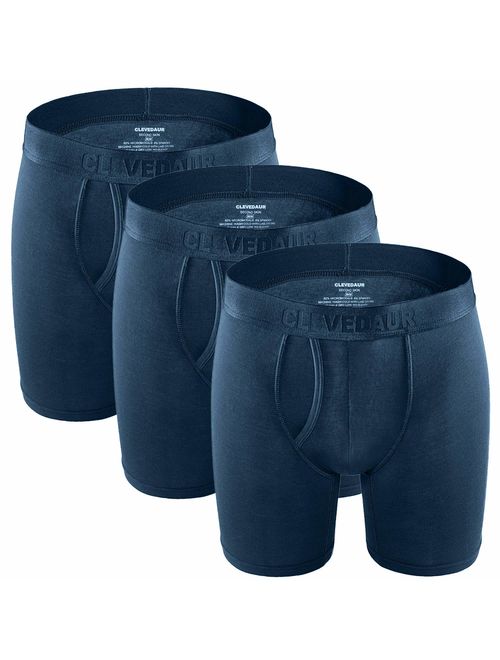 CLEVEDAUR Men's Underwear 6 Inches Modal Mens Boxer Briefs (Pack of 3)