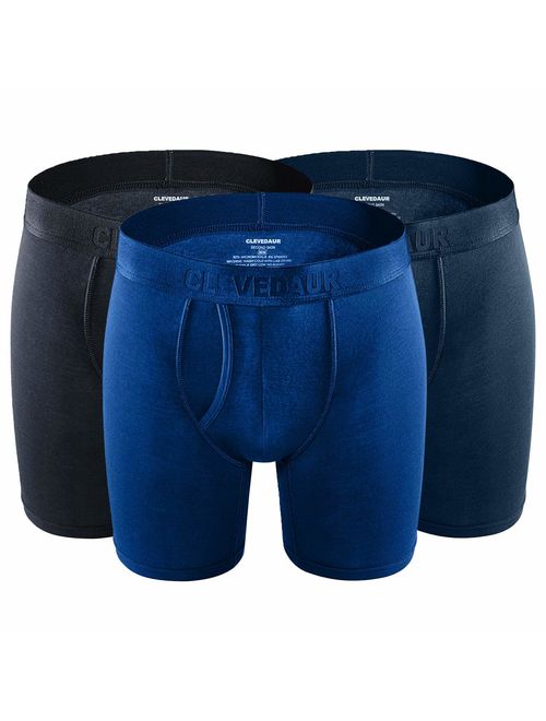 CLEVEDAUR Men's Underwear 6 Inches Modal Mens Boxer Briefs (Pack of 3)