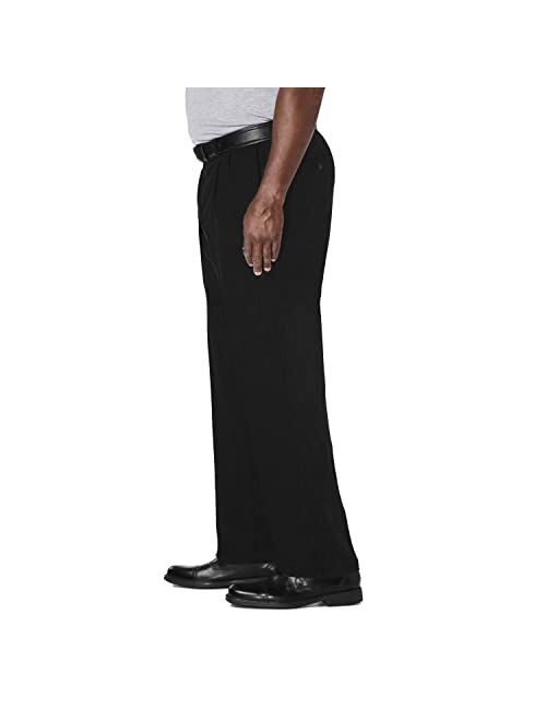 Haggar Men's Cool 18 Pro Classic Fit Pleat Front Expandable Waist Pant, Navy, 46Wx30L