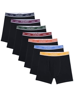 Men's Cotton Boxer Briefs 7 Pack Rainbow Colorful Stretchy Cotton Underwear for a Week