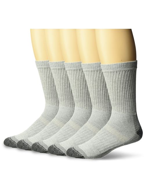 Fruit of the Loom Men's Cotton Work Gear Crew Socks | Cushioned, Wicking, Durable | 5 Pack