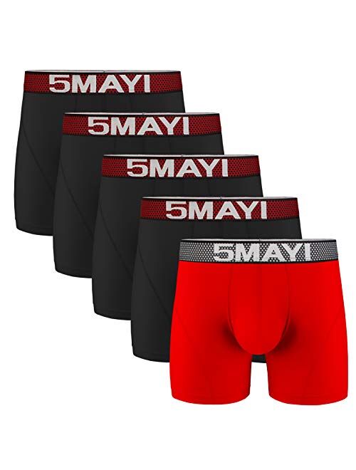 5Mayi Mens Boxer Briefs Athletic Mens Underwear Boxer Briefs for Men Pack Performance with Pouch Fly