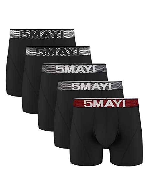 5Mayi Mens Boxer Briefs Athletic Mens Underwear Boxer Briefs for Men Pack Performance with Pouch Fly