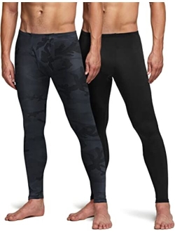 TSLA Men's 2 Pack Thermal Microfiber Fleece Lined Bottom Underwear Long Johns Stretchy with Fly