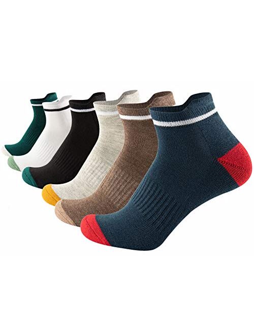 Aserlin Mens Athletic Ankle Socks Performance Cotton Cushioned Colorful Socks for Sports, Running, Training & Hiking 6-Pack