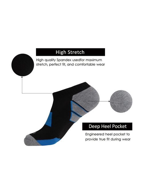 JOYNEE Men's 6 Pack Athletic No Show Performance Comfort Cushioned Low Cut Socks