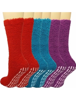 Debra Weitzner Non slip Hospital Socks Women Men Fuzzy Socks Cozy Socks 6 pairs