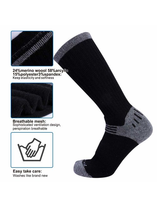 Enerwear 6P Pack Men's Merino Wool Cushion Outdoor Trail Socks