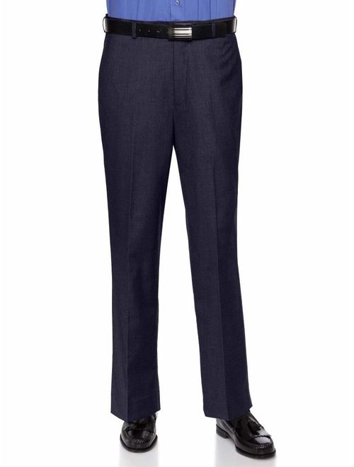 RGM Mens Slim fit Dress Pants Flat-Front - Modern Formal Business Wrinkle Free No Iron