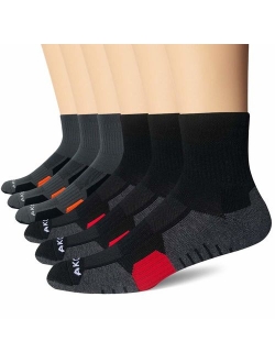 AKOENY Men's Performance Athletic Quarter Socks for Running, Training & Hiking (6 Pack)