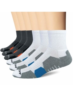 AKOENY Men's Performance Athletic Quarter Socks for Running, Training & Hiking (6 Pack)