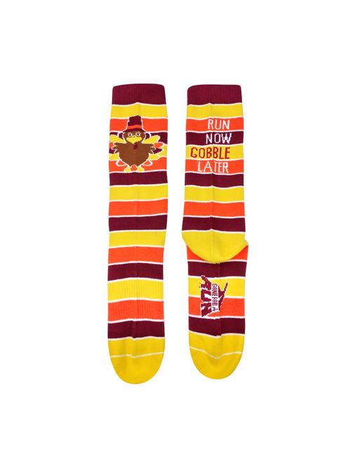 Run Now Gobble Later (Yellow/Orange/Brown) Printed Mid Calf Socks | Running Socks by Gone For a Run | Multiple Sizes